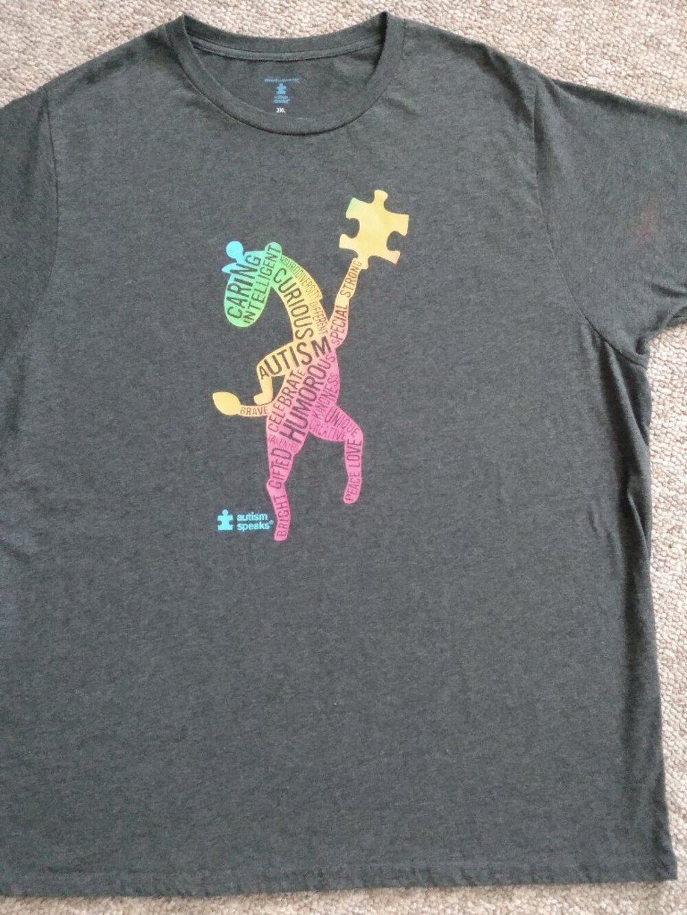 Autism Awareness Sassafras Silhouette Graphic T-Shirt Unisex Size 2XL ~ NWOT